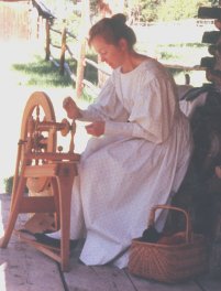 Nancy doing a historical spinning demonstration